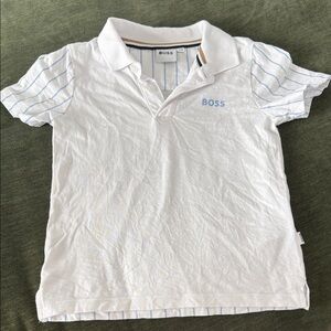 Kids 3T Hugo Boss White Polo with Light Blue Stripe Accents